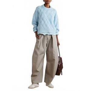 NEW ALLUDE long sleeves crewneck sweater in sky blue